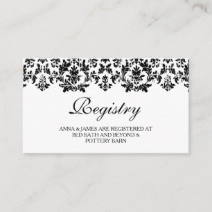 Tarjeta de registro de damasco blanco y negro