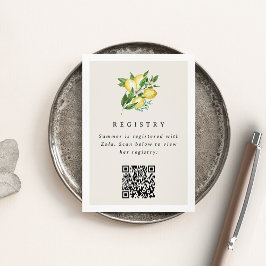 Tarjeta de registro de ducha de novia limón con có