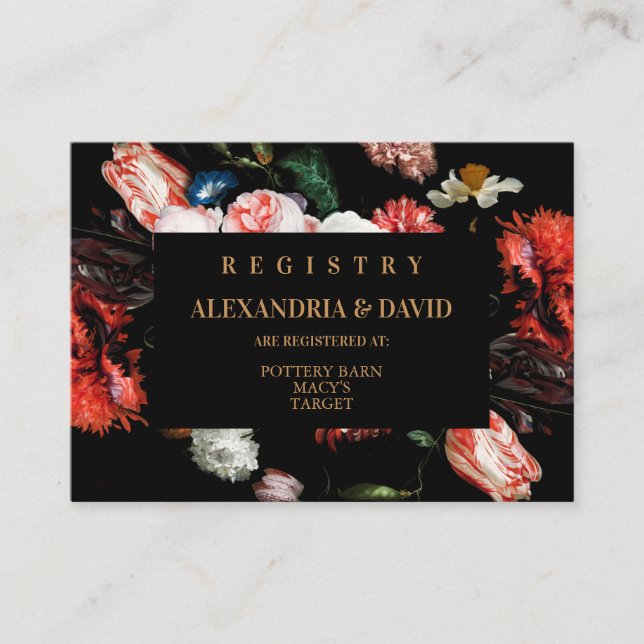 Tarjeta de Registro de Invitación a la Boda Floral (Anverso)