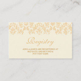 Tarjeta de registro de matrimonio de marfil y oro 