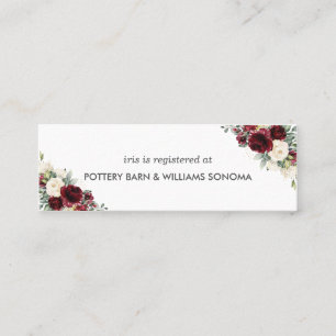 Tarjeta de registro de novias con flores de marfil