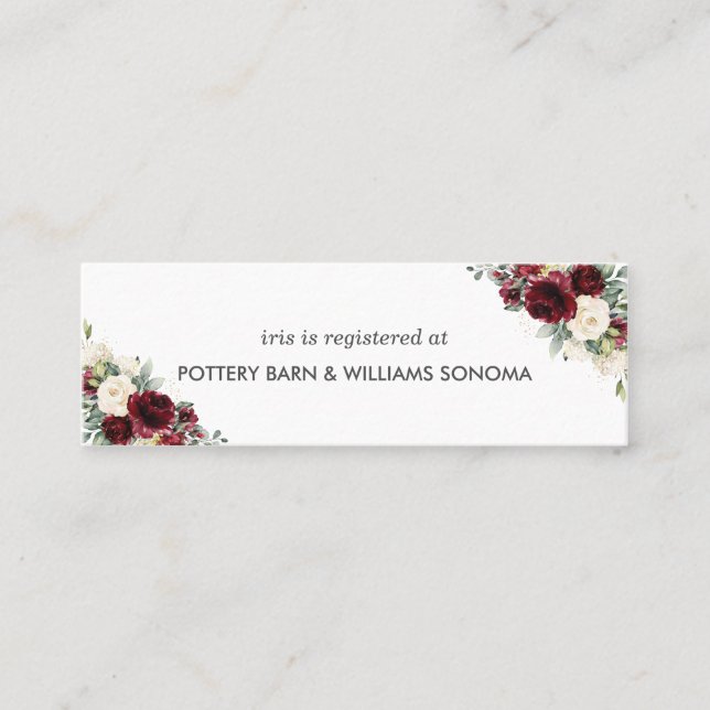Tarjeta de registro de novias con flores de marfil (Anverso)