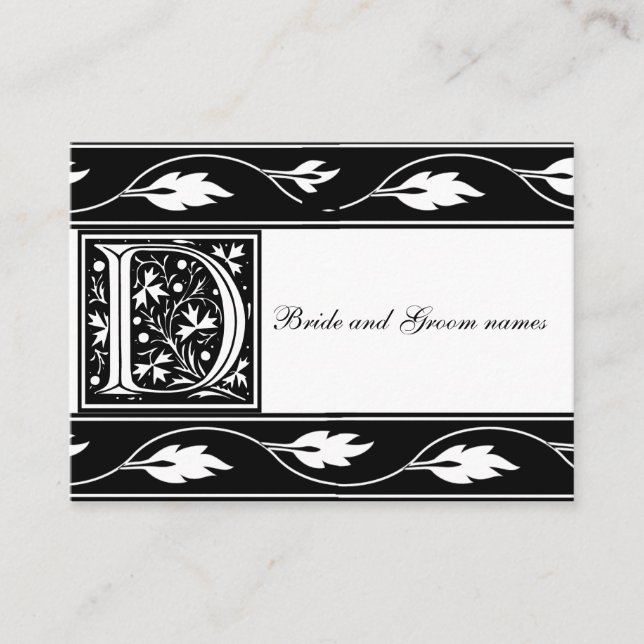 Tarjeta De Registro De Novias En Monograma D Negro (Anverso)