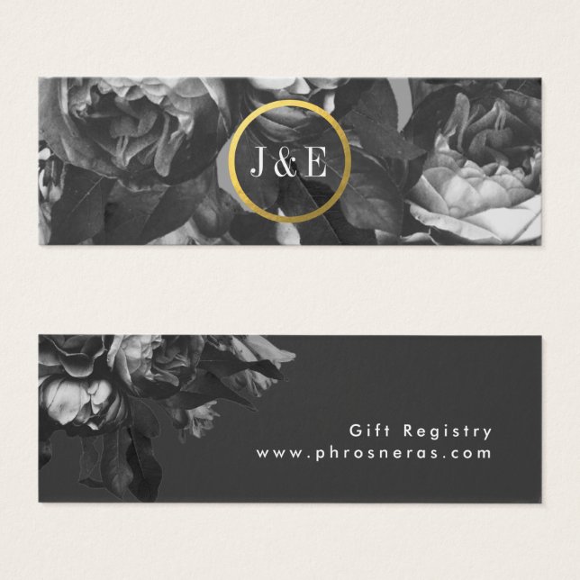 Tarjeta de registro de regalo Black Gold Rose Bouq (Anverso y reverso)