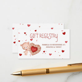 Tarjeta de registro de regalo de Baby Shower rojo