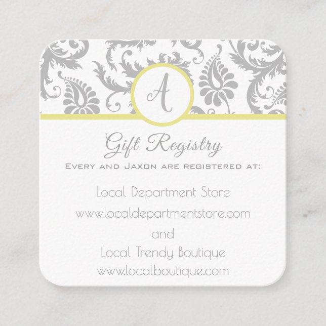 Tarjeta de registro de regalo de la boda Iris Dama (Anverso)