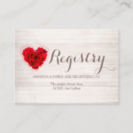 Tarjeta de registro de regalo del boda Rojo cuando
