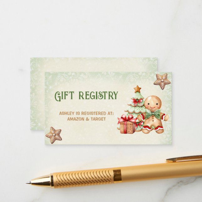 Tarjeta de registro de regalo Gingerbread Classic  (Anverso/Reverso In Situ)