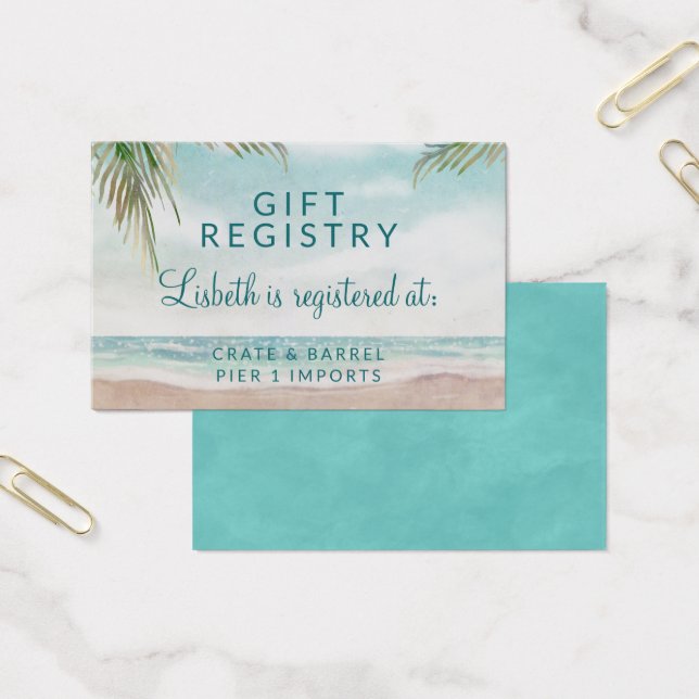 Tarjeta de registro de regalos de ducha Island Bre (Oficina)
