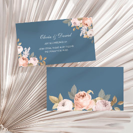 Tarjeta de registro del Boda de Peonies Boho Blue 