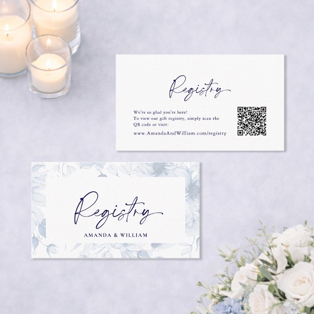 Tarjeta de registro del Boda Dusty Blue Floral (Subido por el creador)