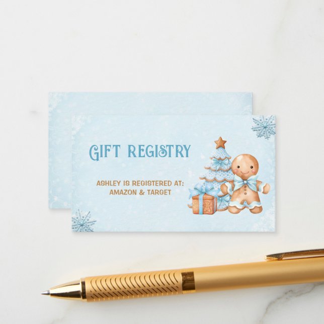 Tarjeta de registro Gingerbread Blue Baby Shower G (Anverso/Reverso In Situ)