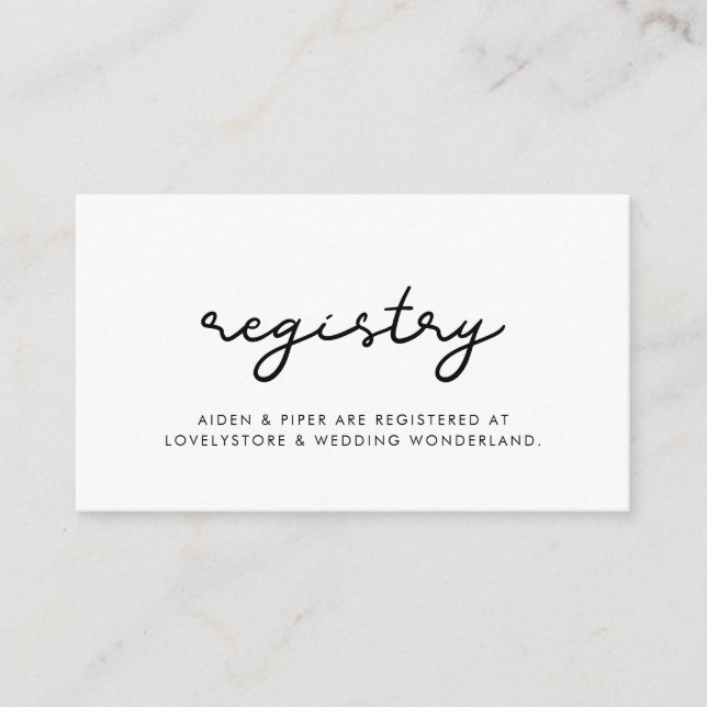 Tarjeta de registro simple del boda (Anverso)