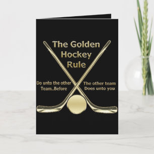 Tarjeta de reglas de hockey dorado