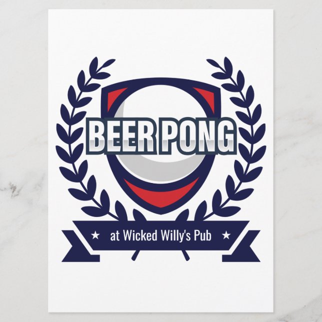 Tarjeta de reglas de personalizable Beer Pong (Anverso)