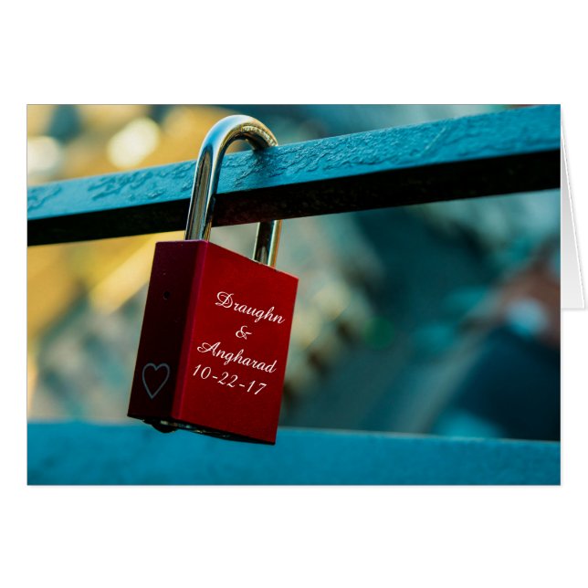 Tarjeta de relación de candado de amor "Love Lock" (Anverso (Horizontal))