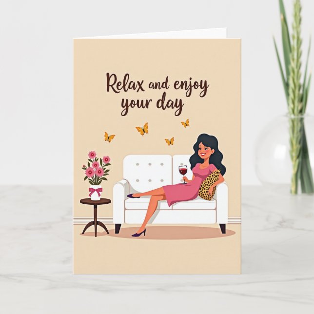 Tarjeta de Relajación y Disfrute con Estampado de  (Anverso)