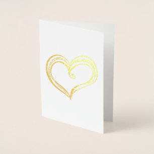 Tarjeta de Relieve metalizado de esbozo de corazón