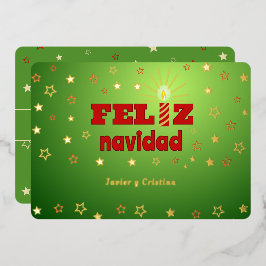 Tarjeta de Relieve metalizado de Feliz navidad con