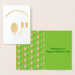 Tarjeta de Relieve metalizado de huevo irlandés pa