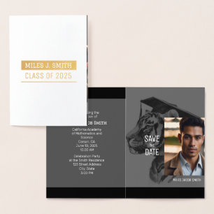 Tarjeta de Relieve metalizado de invitación a grad