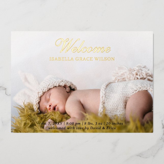 Tarjeta de Relieve metalizado de Invitación de beb (Anverso)