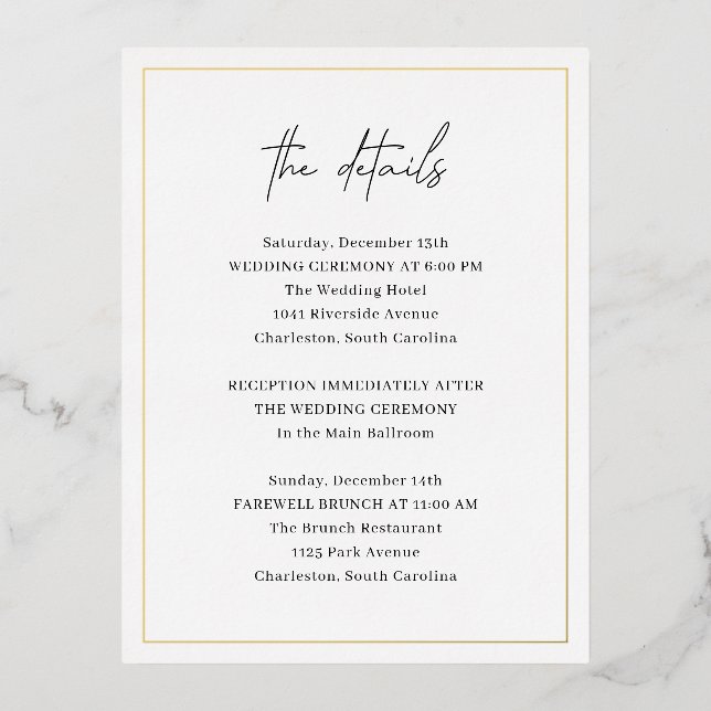 Tarjeta de Relieve metalizado de matrimonio elegan (Anverso)