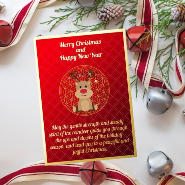 Tarjeta de Relieve metalizado de Navidades de reno (Subido por el creador)