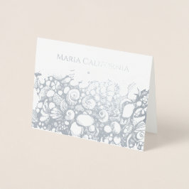 Tarjeta de Relieve metalizado de plata Seashells