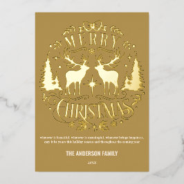 Tarjeta de Relieve metalizado de reno plateado de 