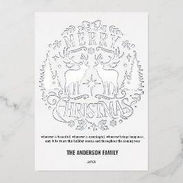 Tarjeta de Relieve metalizado de reno plateado de 