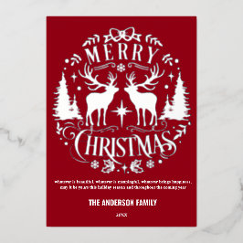 Tarjeta de Relieve metalizado de reno plateado de 