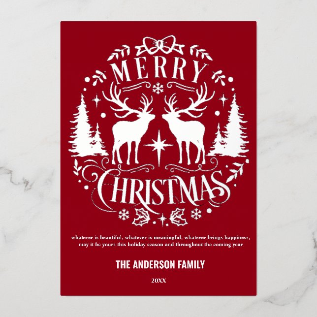 Tarjeta de Relieve metalizado de reno plateado de  (Anverso)