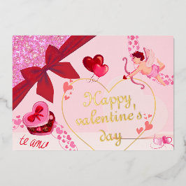 Tarjeta de Relieve metalizado de San Valentín