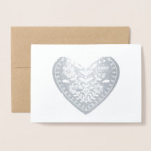 Tarjeta de Relieve metalizado del corazón escandin