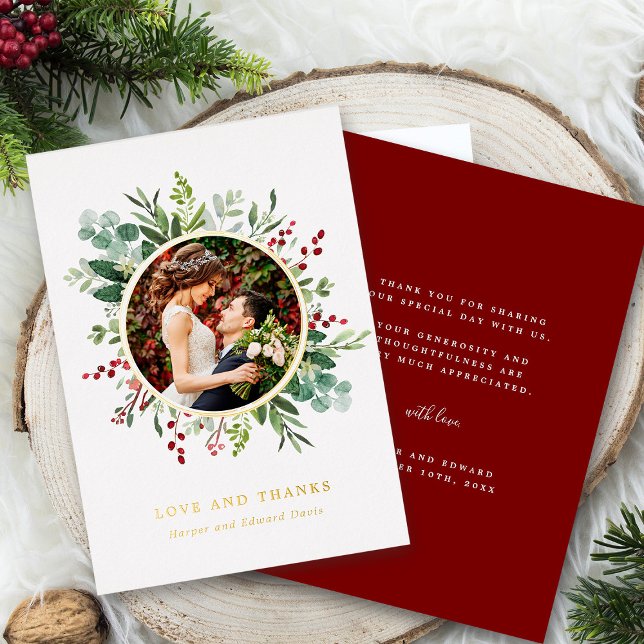 Tarjeta de Relieve metalizado dorado de agradecimi (Front & Back)