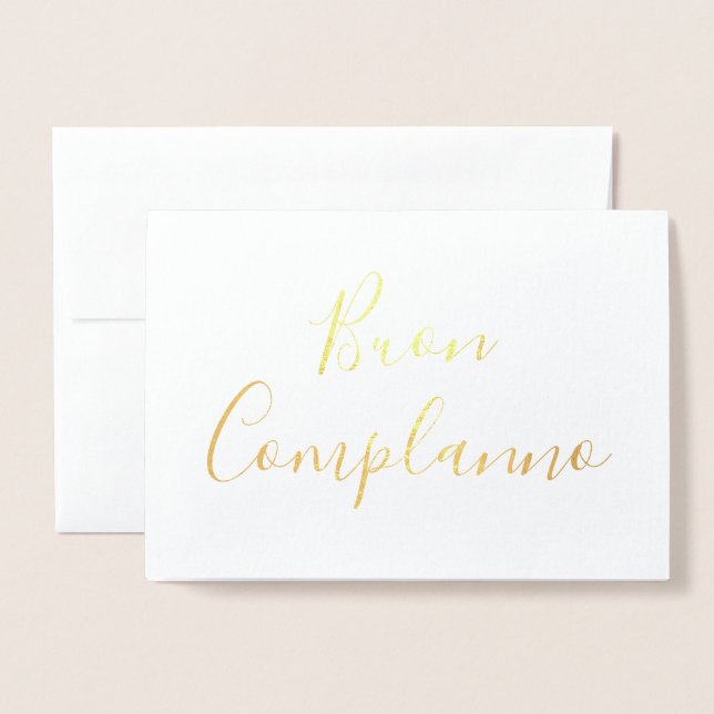 Tarjeta de Relieve metalizado dorado de caligrafía (Anverso con sobre)
