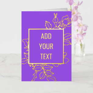 Tarjeta de Relieve metalizado dorado de diseño flo