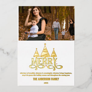 Tarjeta de Relieve metalizado dorado de fotos navi