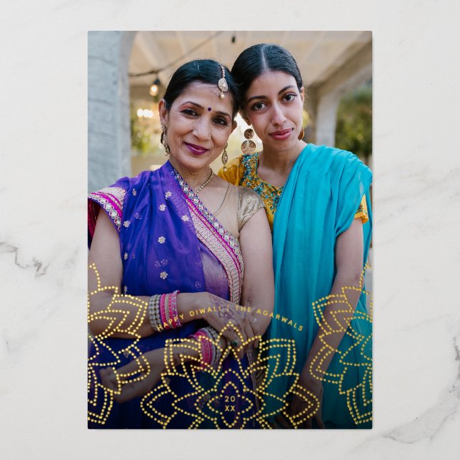 Tarjeta de Relieve metalizado dorado de fotos para (Anverso)