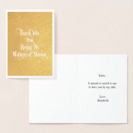 Tarjeta De Relieve metalizado dorado De Gracias De