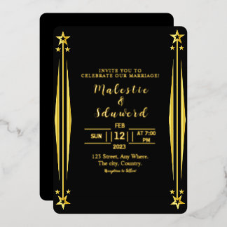 Tarjeta de Relieve metalizado dorado de invitación