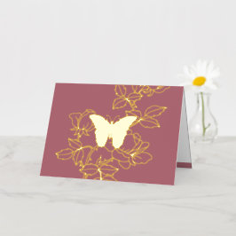 Tarjeta de Relieve metalizado dorado de mariposa p
