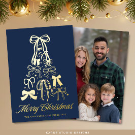 Tarjeta de Relieve metalizado dorado de Navidades 