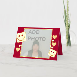 Tarjeta de Relieve metalizado dorado de sonrisas p