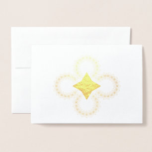 Tarjeta de Relieve metalizado dorado en blanco con