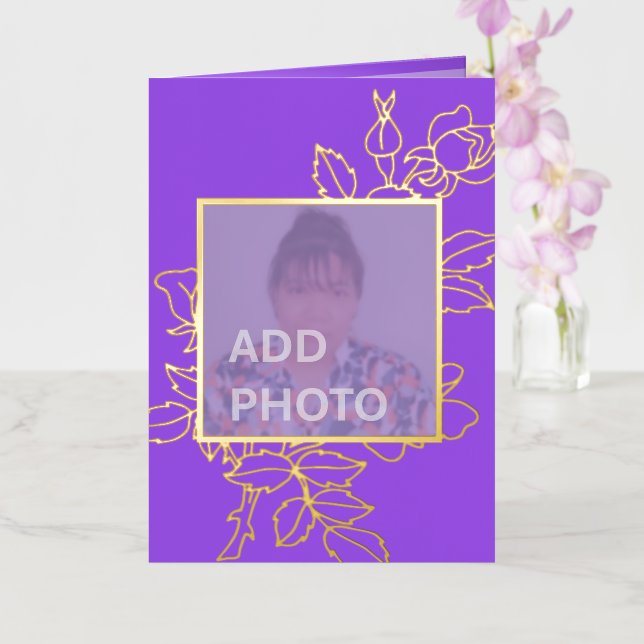 Tarjeta de Relieve metalizado dorado fotográfico P (Orquídea)