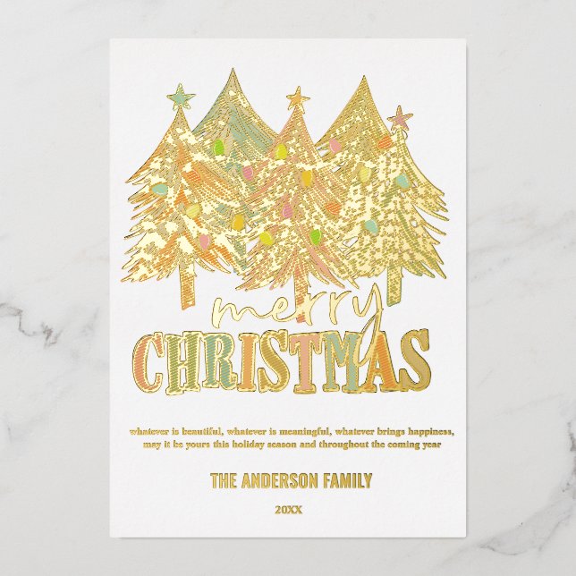 Tarjeta de Relieve metalizado dorado moderna de lo (Anverso)