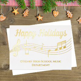 Tarjeta de Relieve metalizado dorado Musical Notes