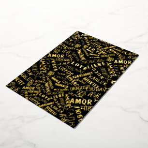 Tarjeta de Relieve metalizado dorado negra Amor Te
